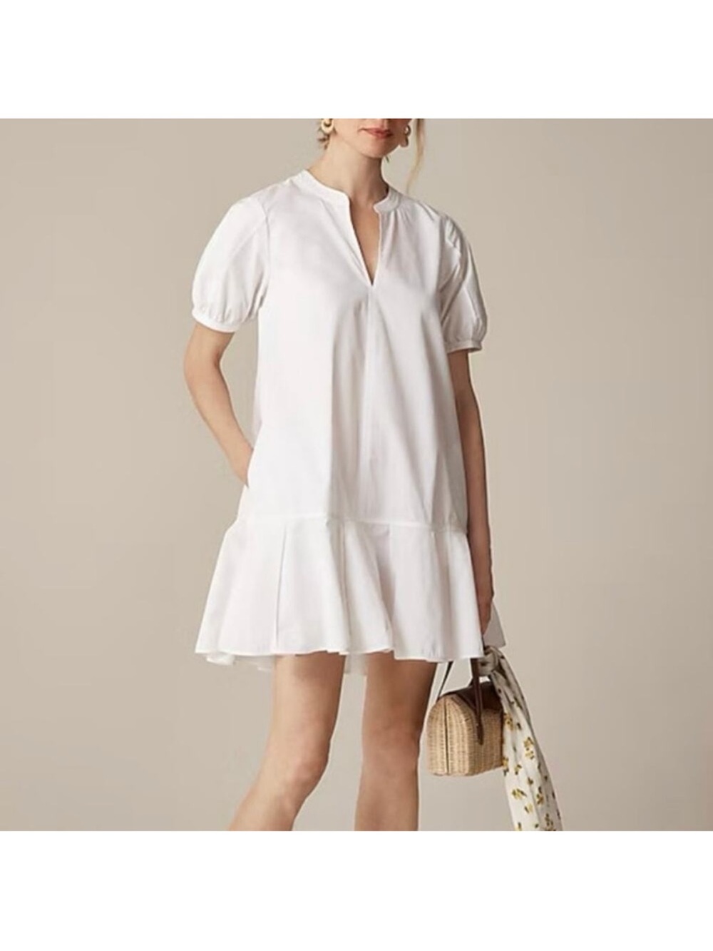 NWT J.crew Delilah White V-Neck Dress - XS